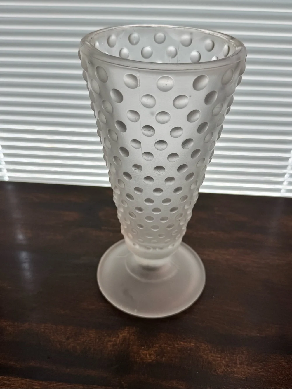Vintage Depression Glass Light Pink Hobnail Frosted Glass Vase c1950's